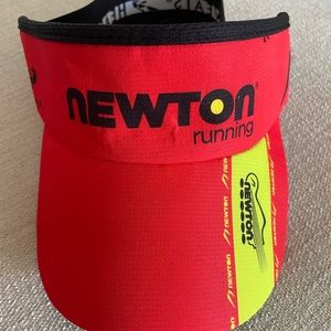 Red/black/yellow Headsweats brand Newton running visor with terry sweatband